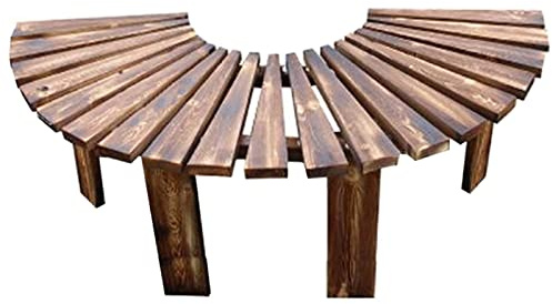 Panchina da giardino rustica in legno, curva, senza schienale, per esterni, resistente alle intemperie, in legno di pino per patio, terrazza e cortile, ideale per piccoli spazi (colore: C)