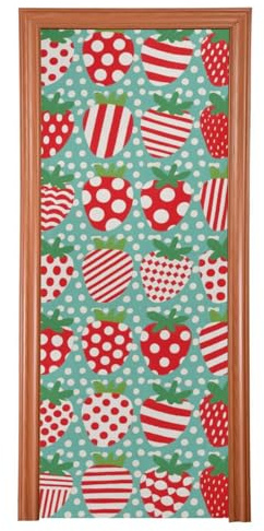 Röda och vita prickiga jordgubbar dekoration dörrskydd 91 x 248 cm hem dörr banderoll semester festtillbehör L
