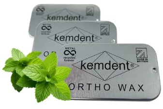 Kemdent Ortho Wax 3-pack 15 Färdigskurna remsor, metallåtervinningsbara fodral. För tandställning och justerare – stick bättre, tandställning mun, patientvax (mint)