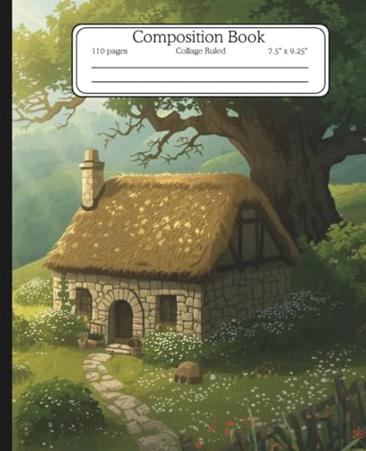 Cozy Cottage Core themed Composition Notebook Collage Ruled: Cozy notebook Cute Animal Cat playing in snow Themed gift for students