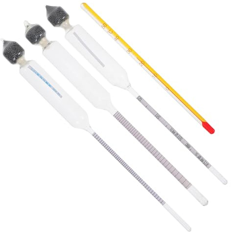 Beavorty 3 Stück Alkoholmesser mit Glas Hydrometer und Weinthermometer Präzises Messgerät für Spirituosen und Wein Wiederverwendbares Weinprüfgerät für Hausbrauen und Getränke