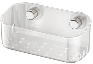 Kertaym Spülbecken Organizer Schmal Mit Saugnäpfen, Spüle Organizer mit Abflusslöchern, Schwammhalter & Spültuchhalter Für Küchenspüle, Kunststoff Sink Organizer (Transparentes Silber)