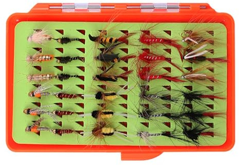 UPALDHOU Cebo de Pesca, Moscas de Pesca con Mosca, Surtido de Señuelos, Anzuelos de Mosca Simulados con Caja para Trucha y Lubina (81122C30(30 Piezas))