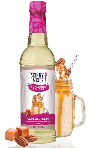 Caramel Pecan- Jordan's Skinny Syrups Sugar Free, 25.4 Ounce | 0 calorías, 0.0 g de azúcar, 0.0 g de carbohidratos por porción, sabor a caramelo y nueces con notas de canela