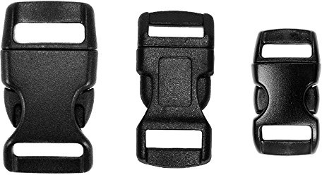 Paracord Planet 60 Pack - 3/8, 1/2, and 5/8 inch Black Contoured Side Release Buckles (20 Each)