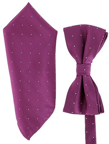 SHIPITNOW Traje de pajarita y pañuelo de bolsillo Fucsia - 18 colores - Conjunto de pajarita para hombre con estampado elegante y pañuelo de bolsillo - Boda, Noche