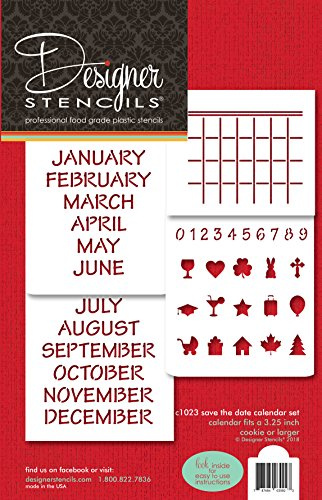 Save The Date Calendar Cookie Stencil Set | Baking Template Stencil for Cookies | Reusable Airbrush Cookies Stencils | C1023 by Designer Stencils