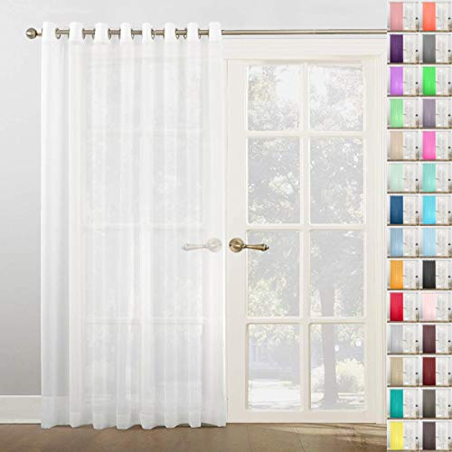 Megachest Woven Voile super wide metallic ring top Curtain 1 Panel (Pure White, 116 wide X 90 drop)