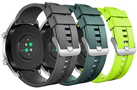 MoKo 3 Stück Armband Kompatibel mit Huawei Watch GT6 46mm/GT5/GT4/GT3/GT2/GT2e/GT6-GT2 Pro/GT Runner/Huawei Watch 5/4/3/4-3 Pro, 22mm Weiches Silikon Sport Uhrenarmband für Herren Damen