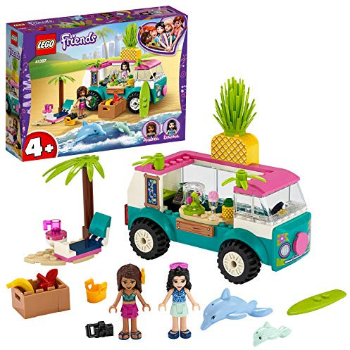 LEGO 41397 Friends Juice Truck Toy Playset with Emma, 2 Dolphins and Beach Scene, for Preschool Kids 4 + Year Old