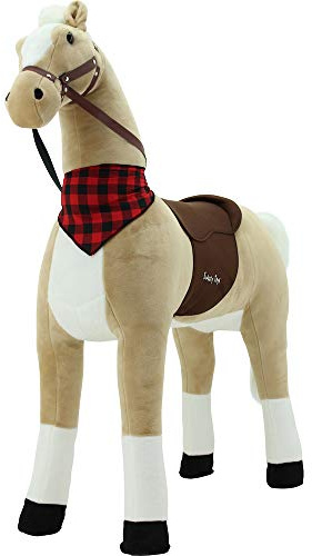 Sweety Toys 11322 Plysch ståhäst, stabil, XXL, jättehäst, höjd 130 cm, häst, ridhäst, beige med stålunderkonstruktion