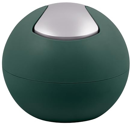 Spirella Kosmetikeimer 1 Liter Abfalleimer Schwingdeckeleimer Tischabfalleimer Bowl Dunkelgrün matt, Polystyrol, Vert Foncé Mat