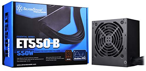 Silverstone ET550-B V1.2, Série Strider Essential, Alimentation ATX PC 550W 80 Plus Bronze, Bruit réduit, 120mm, SST-ET550-B V1.2