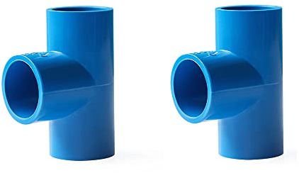 2 raccordi per tubi in PVC a 3 vie di diametro uguale a T per la fornitura di acqua fai da te da giardino rack serra (75 mm, blu)