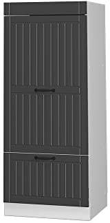 Vicco Vorratsschrank Fame-Line, Dunkelgrau/Weiß 60 cm | MDF-Front · Metall-Vollauszüge · Höhenverstellbare Füße · Metallgriffe · ✓ Frei kombinierbar