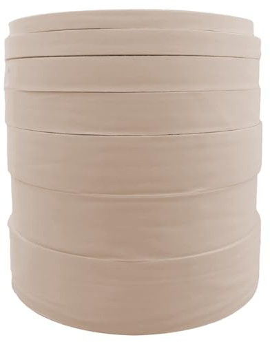 Wisafory Baumwollband 100M/Rollen Nahtband Baumwolle Glattes Gurtband Weich Nahtband Einfassband Natur Baumwollschrägband für DIY Basteln Nähen Stricken Geschenkverpackungen Beige 2cm