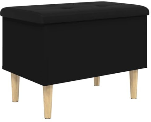 vidaXL Banc de Rangement, Coffre avec Couvercle, Banc à Chaussures avec Siège, Tabouret de Salon, Moderne, Noir 62x42x46 cm Bois d'Ingénierie