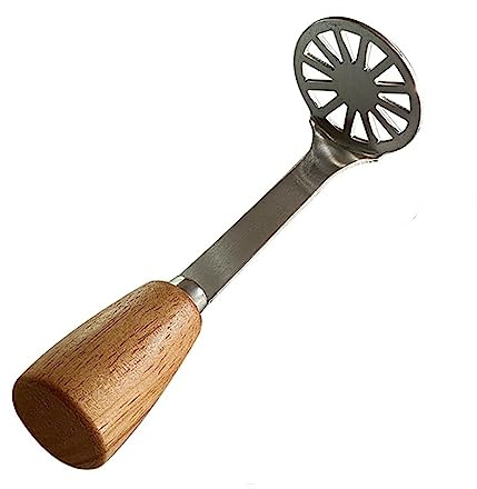 HAdLAm Aplastador De Patatas Pequeño, Herramienta De Cocina Con Mango De Troncos De Prensa Patatas Inoxidable, Machacador De Patatas De Ñame Morado