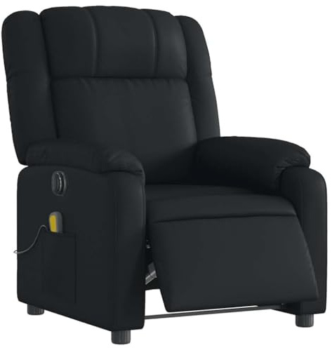 vidaXL Massagesessel Elektrisch, Sessel Verstellbare Rückenlehne Fußteil, Fernsehsessel Relaxsessel mit Liegefunktion, Liegesessel Polstersessel Ruhesessel, Schwarz Kunstleder