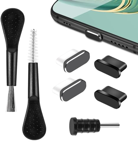 GEEHUA Rengöringsset för telefonladdningsport i 7 delar, USB C-dammskyddspluggset, antidammskydd av typ C, skyddslock för laddningsport med rengöringsborste
