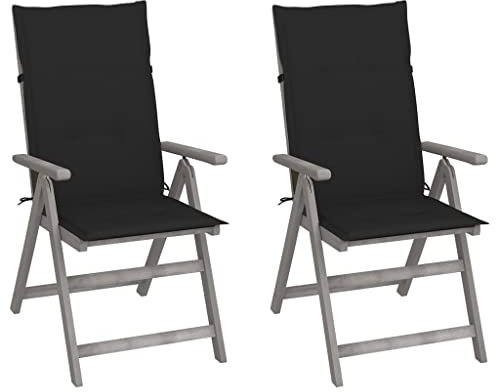 AJSEOYBS Gartenmöbel,Terrassenstühle,Atmungsaktive Gartenmöbel,Verstellbare Gartenstühle 2 STK. mit Auflagen Massivholz Akazie,Comfy Lounge Chair, Outdoor Möbelfür Rasen, Garten, Balkon im Freien usw