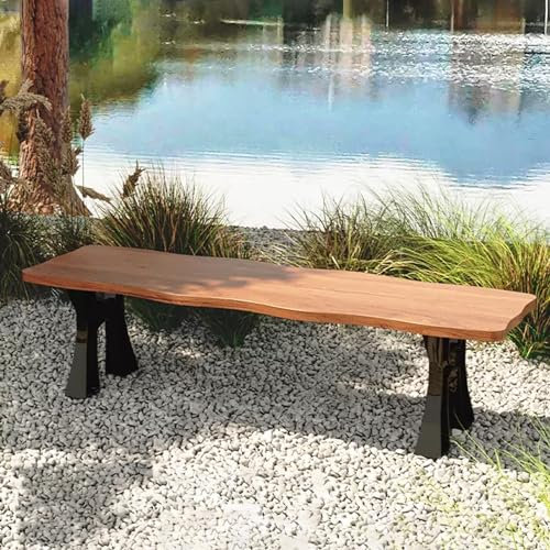 SORVA Gartenbank für den Außenbereich, wetterfeste Terrassenbank, Parkbank, Verandabank, Rahmen aus Aluminiumguss, Tragkraft 800 Pfund, für Garten, Hof, Rasen, Veranda, Park (Größe: 120 cm/47,2 Zo