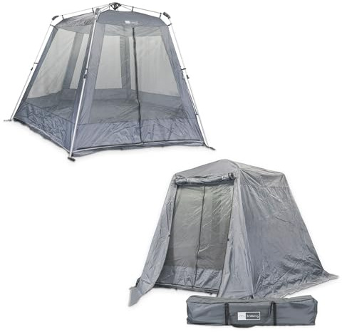 trekony Ausstellungszelt, faltbar aus Aluminium, mit Regencover, kleines Packmaß, Messezelt oder Pavillon, Pop-Up Zelt mit Tragetasche für Ausstellungen, Messen, Garten, Pavillon, Outdoor, Anthrazit