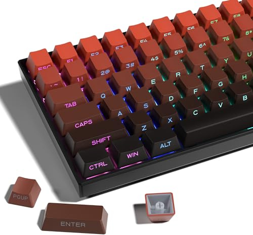 XVX Side Print Shine Through PBT Double Shot Keycap Set - 136 Keys Gradient Red, OEM Profile for Cherry Gateron MX Switches Keyboard (Only Keycaps)