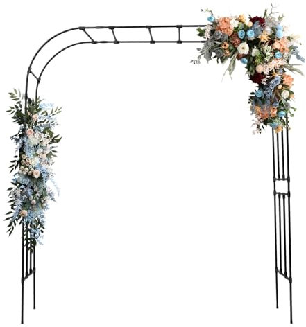 Arco de rosas de metal estable, arco de rosas, arco de jardín, enrejado de jardín para plantas trepadoras, acero inoxidable, 2,4 x 2,1 m, para plantas trepadoras, decoraciones de fiesta