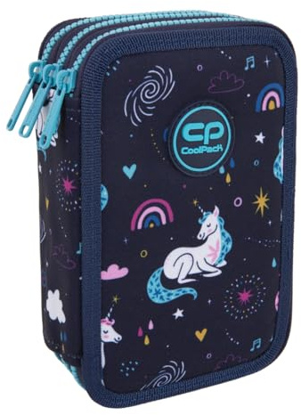 CoolPack XXL Federtasche Federmappe 3-Fach Schulstiftetui, dreifaches Federmäppchen, Federmäppchen für Mädchen, Federmäppchen 44-teilig gefüllte Schüleretui 3-stöckig, MRS Unicorn