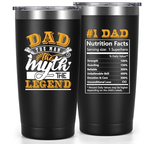 Livole Weinglas mit Strohhalm und Deckel für Väter von Tochter, Sohn, Vatertag, Geburtstag, Weihnachten, The Man The Myth The Legend, Dad Mug, Geschenke für Vater, Männer, 600 ml