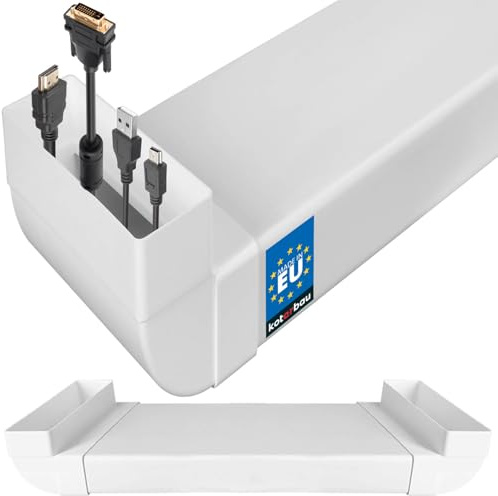 KOTARBAU® Kabelkanal Unterputz für TV - 204 x 60 mm - 63 cm lang - Kabelmanagement für Fernseher - Unsichtbare Kabeldurchführung für TV Kabel - PVC - Kabelkanal Weiß