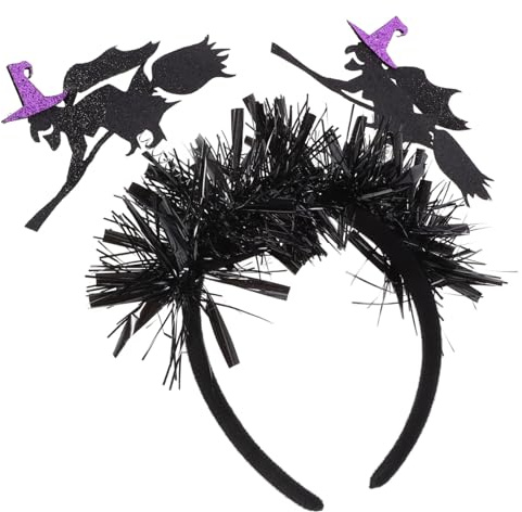 Beaupretty Halloween på Kvast Huvudband Roligt Hårband för Fest Fotoprops Passar Huvudstorlekar Hårtyper Bekväm till Halloweenkostym