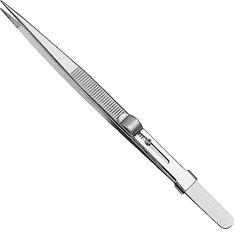 Pinzas rectas dobladas de punta fina para manualidades, joyería, abalorios, trabajos de laboratorio, pinzas de acero inoxidable, pinzas multiusos de acero inoxidable, herramientas profesionales de