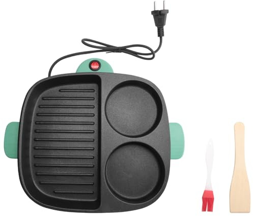 Jooehyer Padella Elettrica perFrittate, Griglia eColazione Macchina Elettrica Multiuso, Antiaderente, Piccola Padella Elettrica Piana, Vaporiera perCibo Elettrica, Padella perBistecche. Spina E