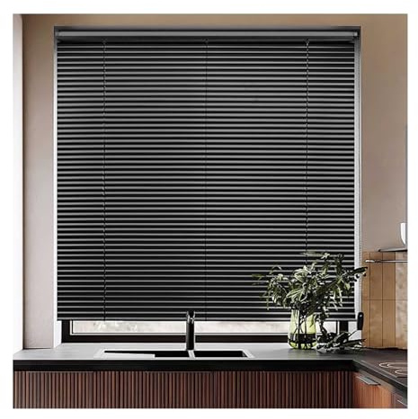Persianas Venecianas de Aluminio Sin Taladrar Dormitorio Baño Persiana Plegable Aislamiento Térmico Interior y Exterior Stores Vénitiens para Hogar(1.2X1.7M)