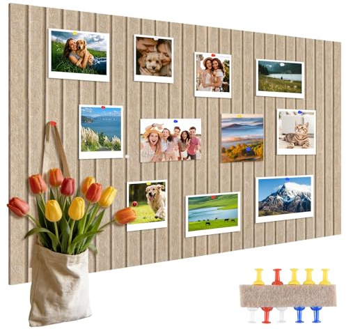 ALANGDUO Tableau Liege Mural 80 x 40 cm, Grand Tableau d'affichage en Feutre avec Punaises, 0,9 cm d'Épaisseur, Tableaux en Liège pour Bureau, Maison, Cuisine, École et Magasin, Camel Foncé