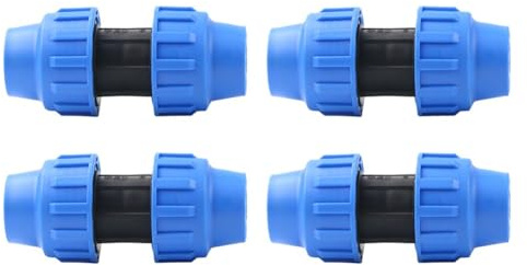 MoSundi Raccordi a collegamento rapido per tubi in PE, 32 mm, 40 mm, 50 mm, giunto dritto per tubi dell'acqua, 4 pezzi, compatibili con tubi in gomma PVC PP, blu e nero, 32