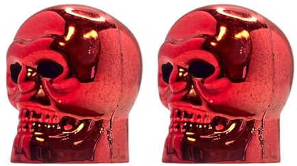 cyclingcolors 2X Bouchon de Valve Capuchon Forme tête os Skull Plastique Schrader Pneu vélo Moto Auto Voiture Quad Trottinette, Rouge
