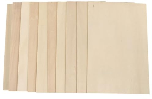 minkissy 10pcs Linden Wood Planks 100x200x1.5mm Unfinished Multi-Layer Plywood Boards for DIY Crafts Woodworking Wood Chips Material