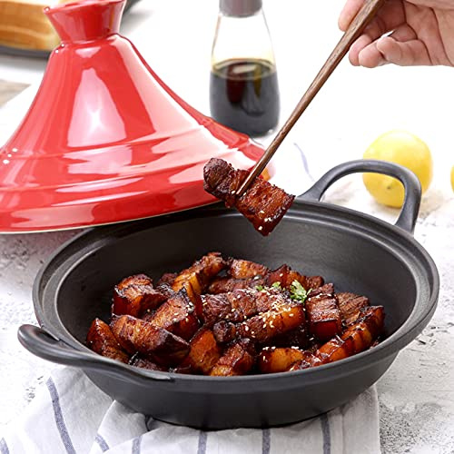 kitchenware,Cast Iron Tagine Pot, Casserole Tagine Pot - Home Slow Cooker Pot with ed Cast Iron & Lid for and Stew,Red