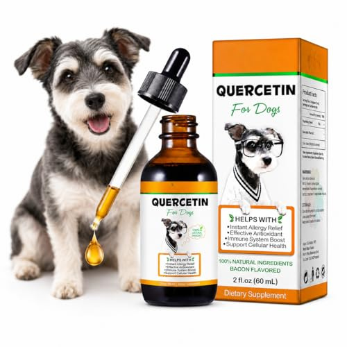 Quercetin Liquid Supplement for Dogs (Bacon Flavour | 60ml) – Allergy Relief Drops with Vitamin C, Itch Relief, Immune Support, Skin & Coat Health Formula