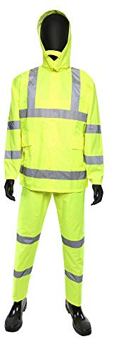 West Chester 4033 HI-VIS Rain suit - 3X Large 3 Piece Lime Green Rain suit, Poly Oxford Material with PU Coating. Safety Work Wear