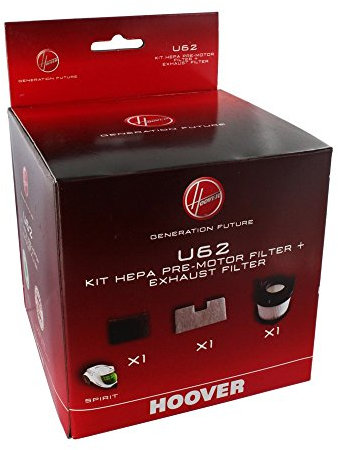 Hoover U62 Kit Hepa Pre Motor Filter and Exhaust Filter, Extra Filtering, Original Accessory and Spare Part, Compatible With Hoover Vacuum Cleaner Spirit