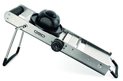 GSD Profi Mandoline, Edelstahl/Kunststoff Silber, mit ergonomischen Restehalter und Gummifüßen, Maße:46 x 15,5 x 24cm, 30060, Metall