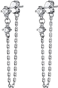 Reffeer 925 Sterling Silber Kette Baumelnde Ohrringe für Frauen Mädchen Ketten Ohrringe Quaste