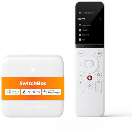 SwitchBot Universal Remote mit Hub Mini Matter Enabled, All-in-One-Smart-Fernbedienung mit anpassbarer App, steuert IR-/Bluetooth-Geräte, kompatibel mit TV/Klimaanlage/SwitchBots und vielem mehr