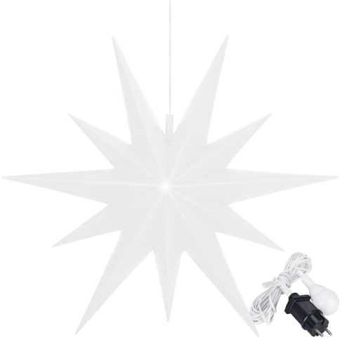 OVILUM Leuchtstern 2D XXL mit LED Beleuchtung | weiß | |Ø 100cm | Stern mit 11 Spitzen | wetterfest | Garten Deko, Wohnzimmer, Weihnachtsdeko | Weihnachtsstern | mit Timer | 7,5m Kabel