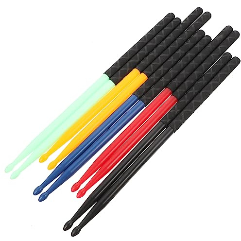 FUNOMOCYA 5 Paare Antirutsch Nylon Trommelstöcke 5a Mit Farbigem Griff Langlebige Schlagzeugstöcke Für Kinder Erwachsene Schlagzeugzubehör Für Übung Und Percussion