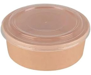 Arredo Chef – Bol Salade Kraft 750 ML avec Couvercle PP – Jetable Alimentaire Étanche – Pour Plats Chauds ou Froids à Emporter – Lot de 50 – Micro-ondable